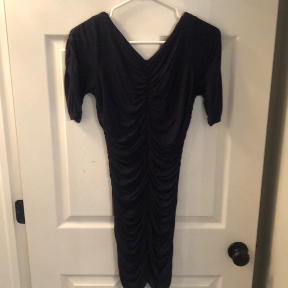 Velvet Cotton Navy Dress - Picture 4 of 5